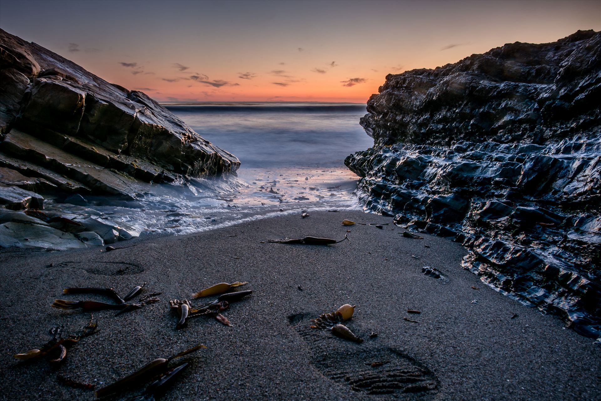 Between Two Rocks and the Sea.jpg Soft ocean at sunset in Pismo Beach, California by Sarah Williams