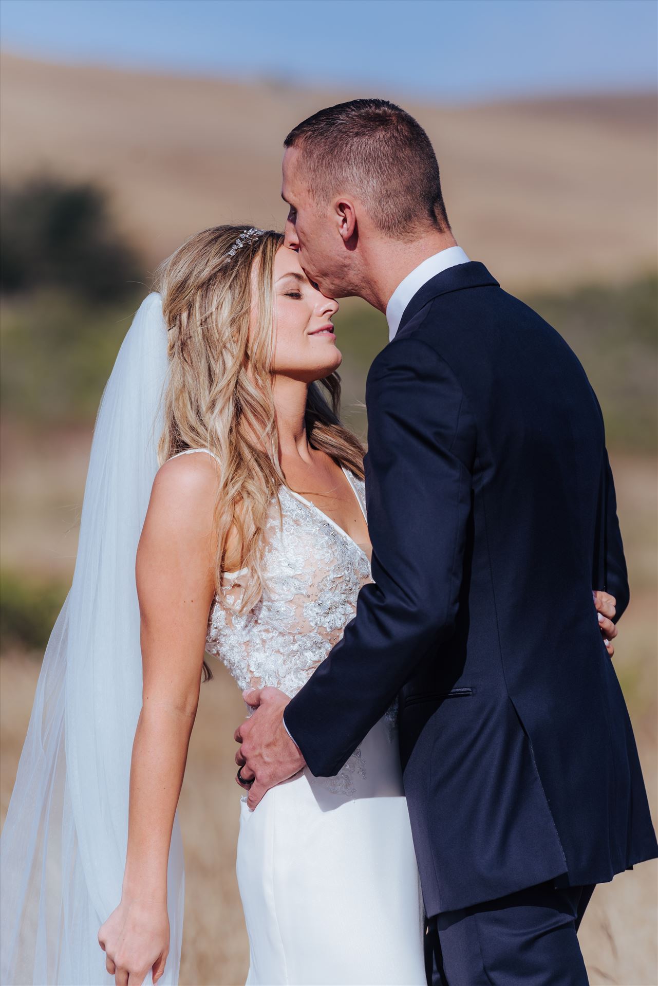 FW-0797.JPG Cayucos California Beach and Bluffs Wedding near Morro Bay and Cambria with romantic chic flair by Mirror's Edge Photography, San Luis Obispo County Wedding Photographer.  Romantic Bride and Groom in the country by the ocean by Sarah Williams