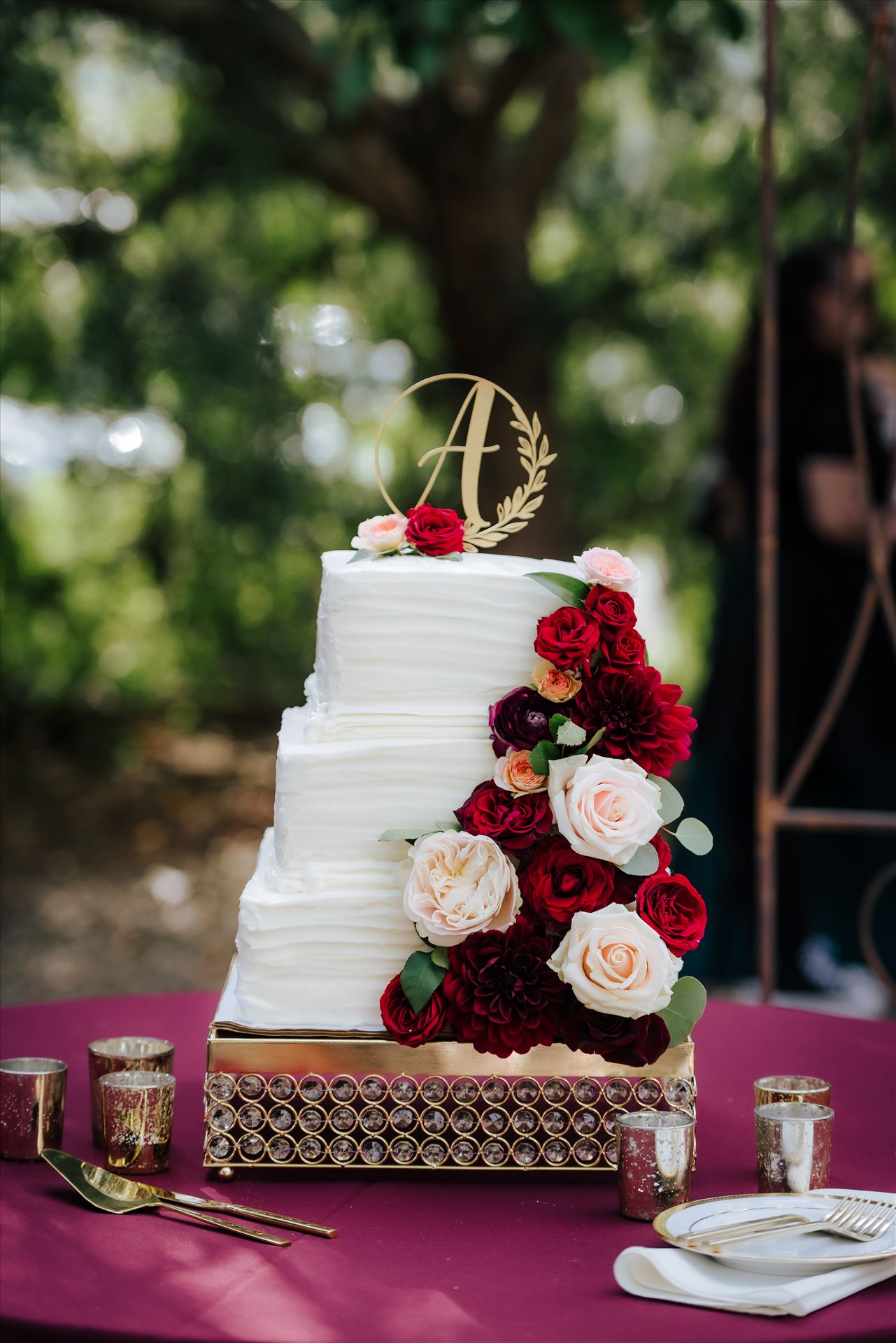 Final-6186.JPG Mirror's Edge Photography, San Luis Obispo Wedding Photographer, captures The Audettes at The Gardens and Peacock Farms in Arroyo Grande, California.  Amazing wedding cake with roses by Sarah Williams