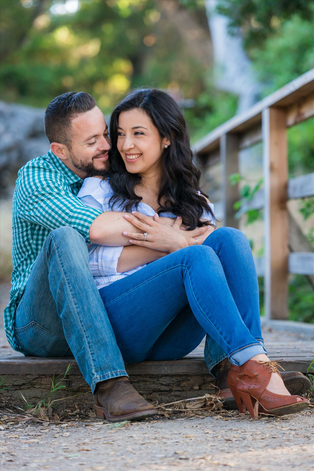 Cinthya and Carlos 36 Los Osos State Park Reserve Engagement Photography and Wedding Photography by Mirror's Edge Photography.  Couple in love on the bridge by Sarah Williams