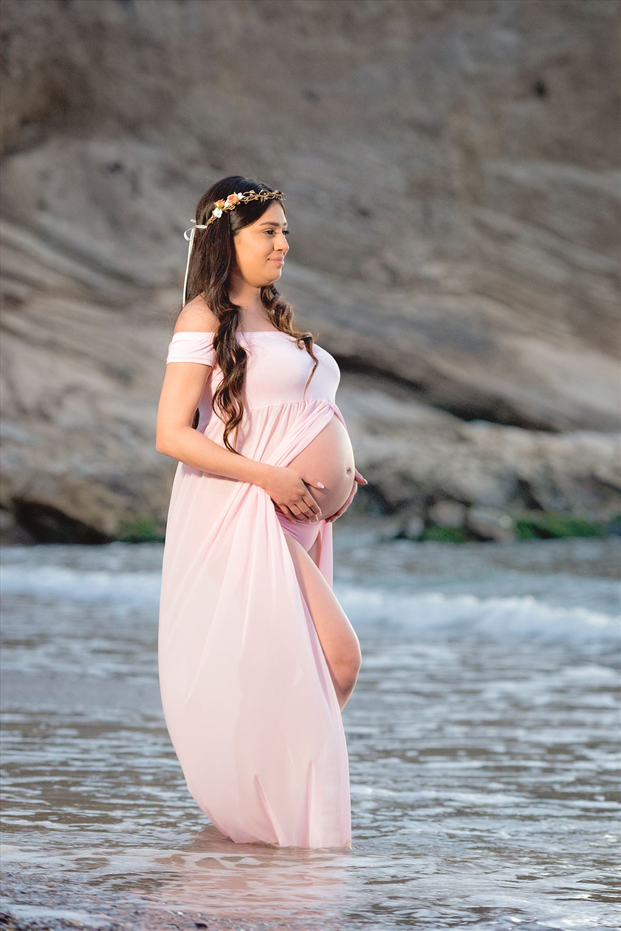 Jessica Maternity Session 30 Maternity Photography session at Spooner's Cove at Montana de Oro in Los Osos California.  Beach Maternity Session.  New Mother in the Water by Sarah Williams