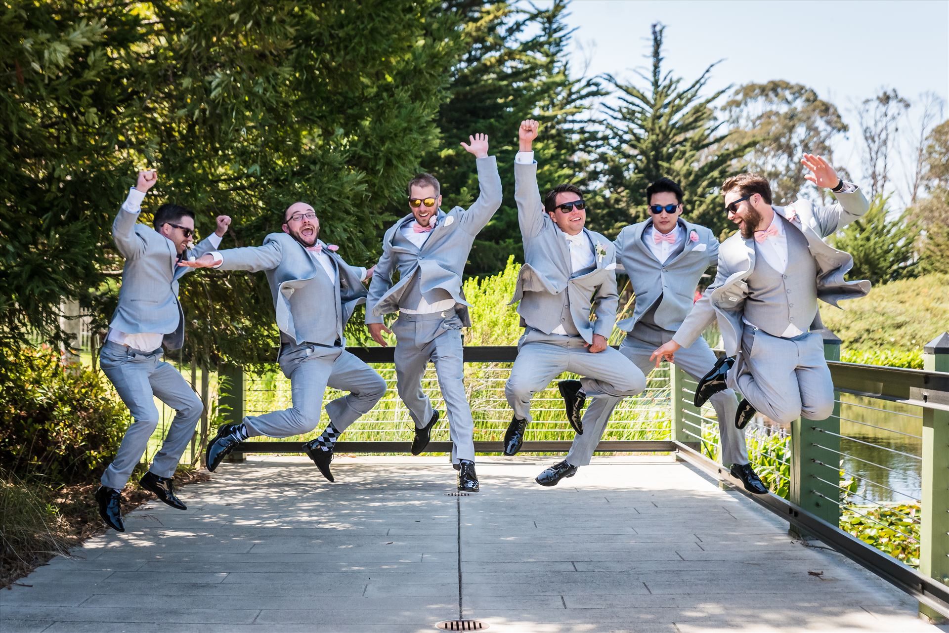 SP Gallery-0181.JPG Cypress Ridge Pavilion Wedding Photography by Mirror's Edge Photography in Arroyo Grande California.  Groomsmen jumping by Sarah Williams