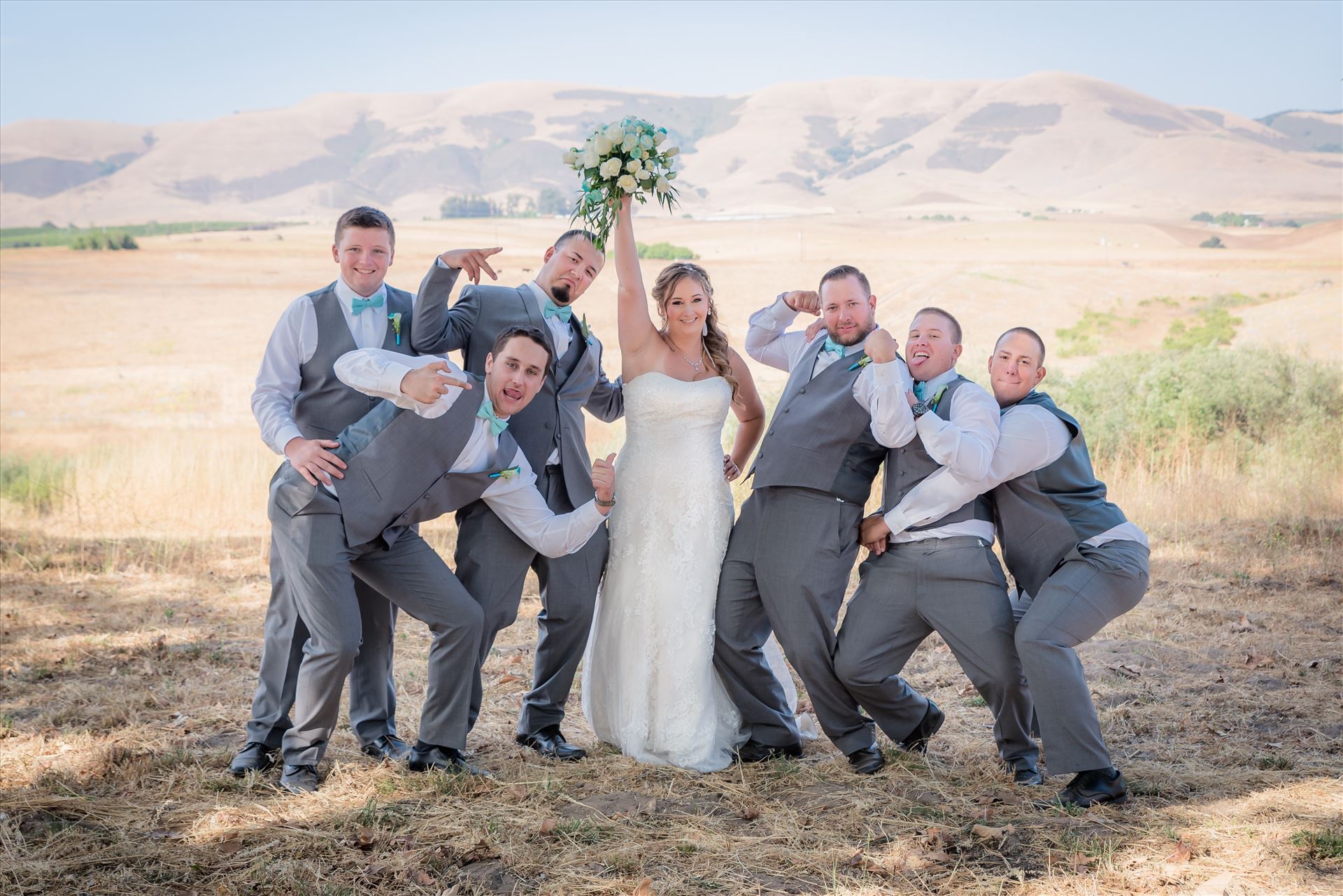 Cherie and Brandon 069 Mirror's Edge Photography, a San Luis Obispo Wedding Photographer, captures a wedding at the Historic Dana Adobe in Nipomo California.  Fun bride and groomsmen. by Sarah Williams