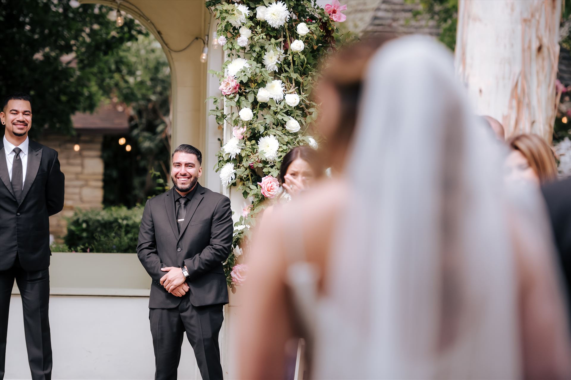 Final-2907.JPG Mirror's Edge Photography San Luis Obispo and Santa Barbara County Wedding Photographer. Kaleidoscope Inn and Gardens Wedding. Groom's first look at bride by Sarah Williams