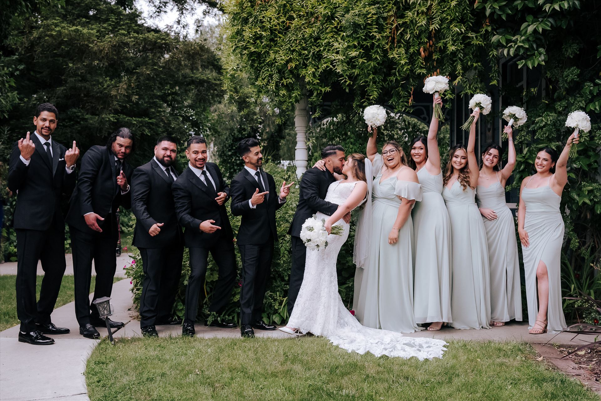 Final-2098.JPG Mirror's Edge Photography San Luis Obispo and Santa Barbara County Wedding Photographer. Kaleidoscope Inn and Gardens Wedding. Bridal Party Fun by Sarah Williams