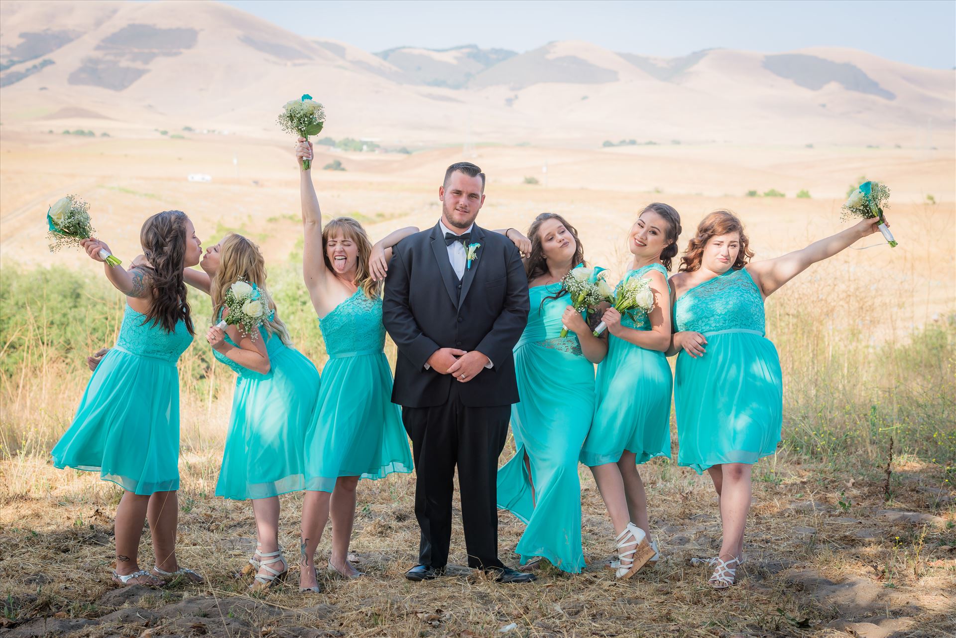Cherie and Brandon 070 Mirror's Edge Photography, a San Luis Obispo Wedding Photographer, captures a wedding at the Historic Dana Adobe in Nipomo California.  Fun groom and bridesmaids. by Sarah Williams