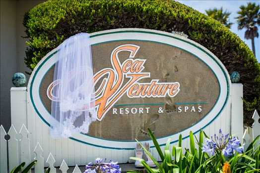 Jessica and Michael 02 - Sea Venture Resort and Spa Wedding Photography by Mirror\u0027s Edge Photography in Pismo Beach, California. Wedding Day Sign