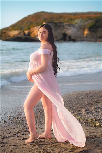 Jessica Maternity Session 17 - Maternity Photography session at Spooner\u0027s Cove at Montana de Oro in Los Osos California.  Beach Maternity Session. Maternity gown at the beach