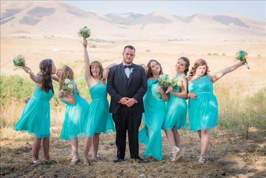 Cherie and Brandon 070 - Mirror\u0027s Edge Photography, a San Luis Obispo Wedding Photographer, captures a wedding at the Historic Dana Adobe in Nipomo California.  Fun groom and bridesmaids.