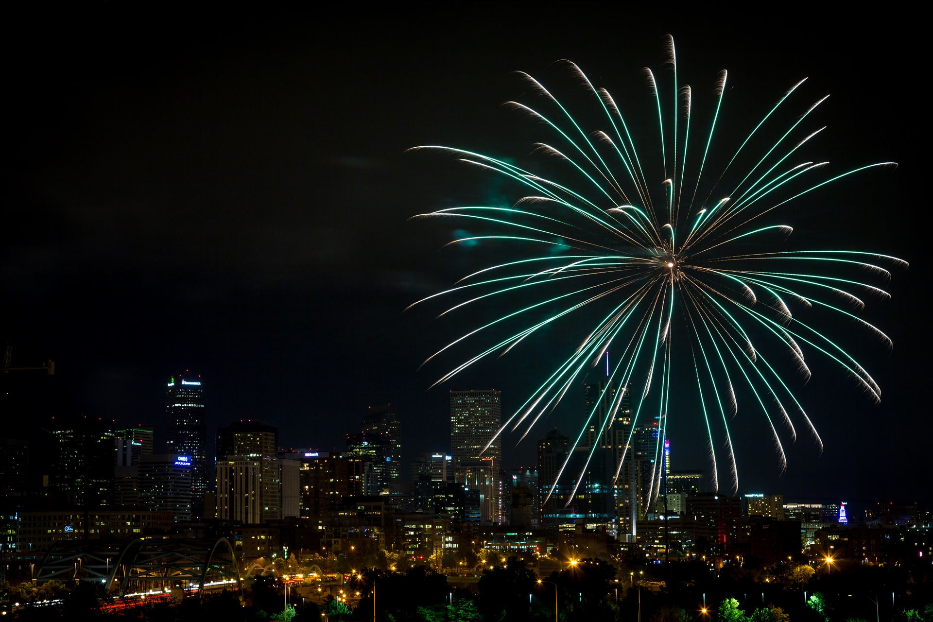 Elitch's Fireworks 2016 - 8 Fireworks from Elitch Gardens, taken near Speer and Zuni in Denver, Colorado. by Scott Smith Photos