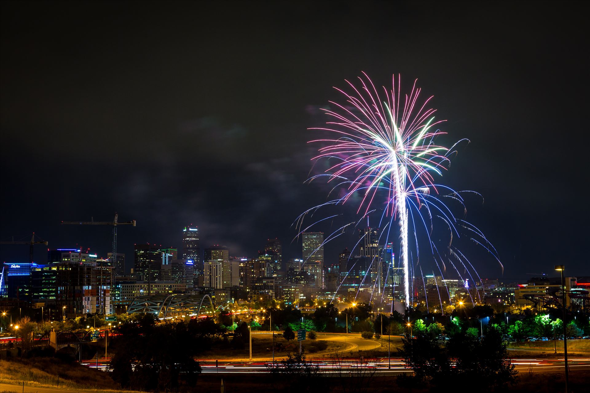 Elitch's Fireworks 2016 - 1 Fireworks from Elitch Gardens, taken near Speer and Zuni in Denver, Colorado. by Scott Smith Photos