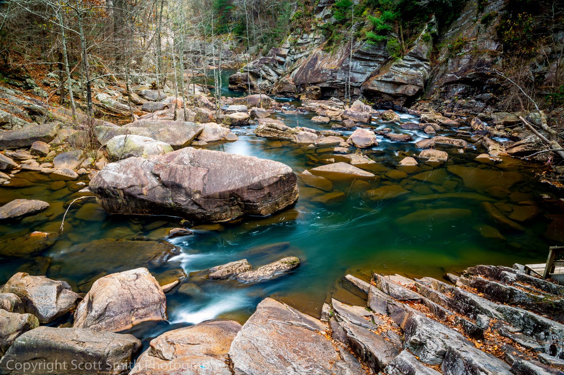 Tallulah Gorge The beautiful emerald-green water at the bottom of Tallulah Gorge, Georgia. by Scott Smith Photos
