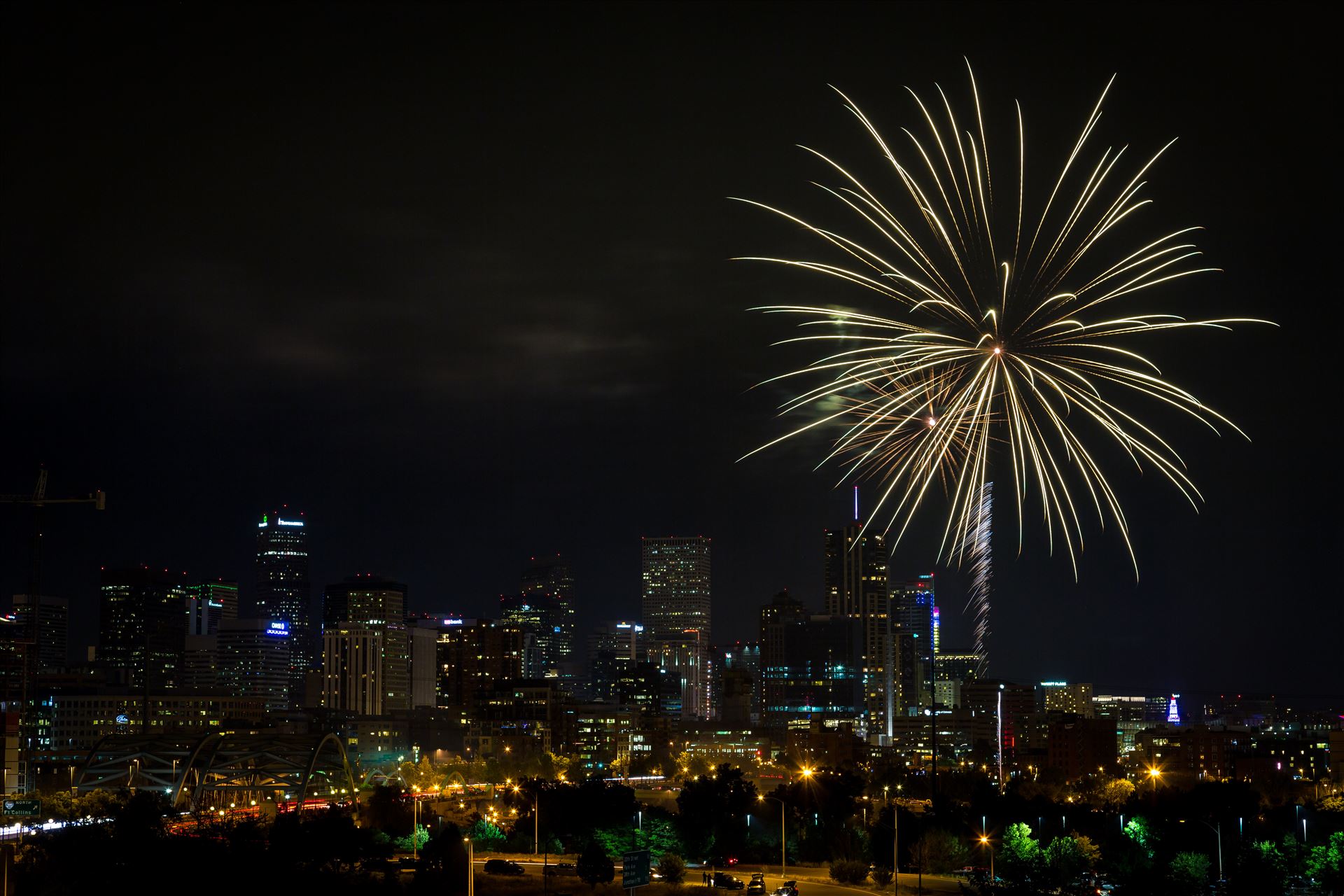 Elitch's Fireworks 2016 - 9 Fireworks from Elitch Gardens, taken near Speer and Zuni in Denver, Colorado. by Scott Smith Photos