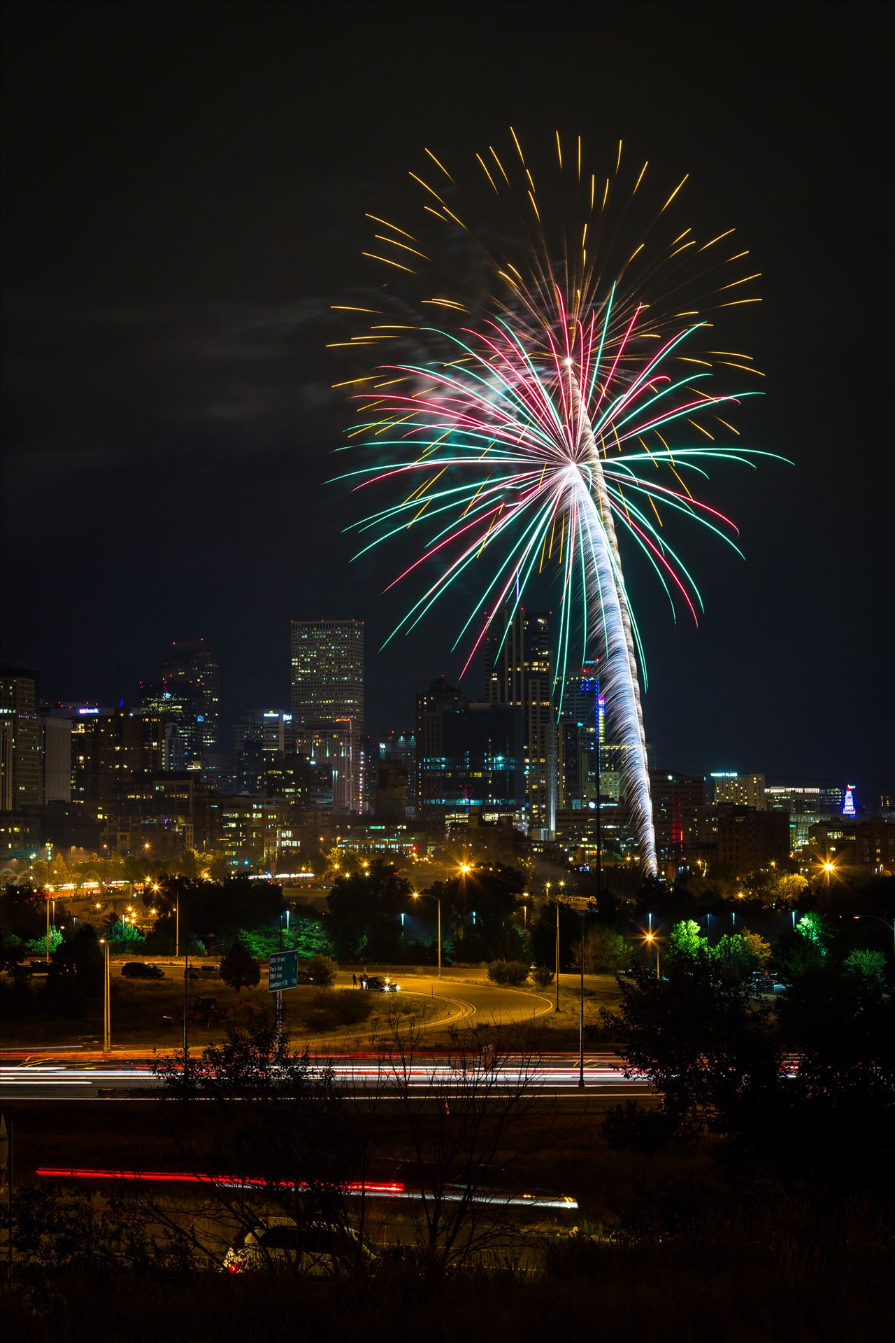 Elitch's Fireworks 2016 - 7 Fireworks from Elitch Gardens, taken near Speer and Zuni in Denver, Colorado. by Scott Smith Photos