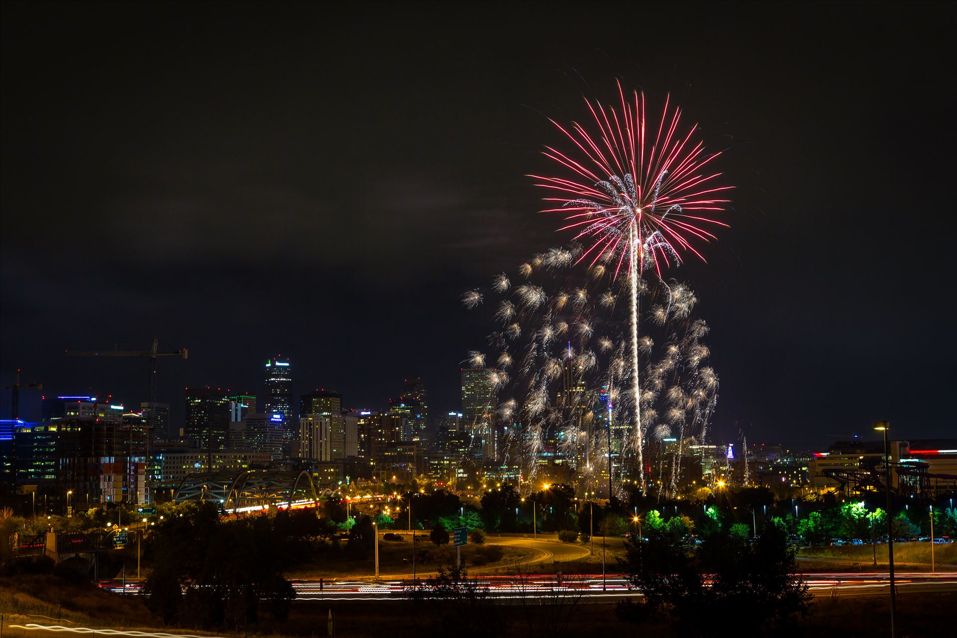 Elitch's Fireworks 2016 - 2 Fireworks from Elitch Gardens, taken near Speer and Zuni in Denver, Colorado. by Scott Smith Photos