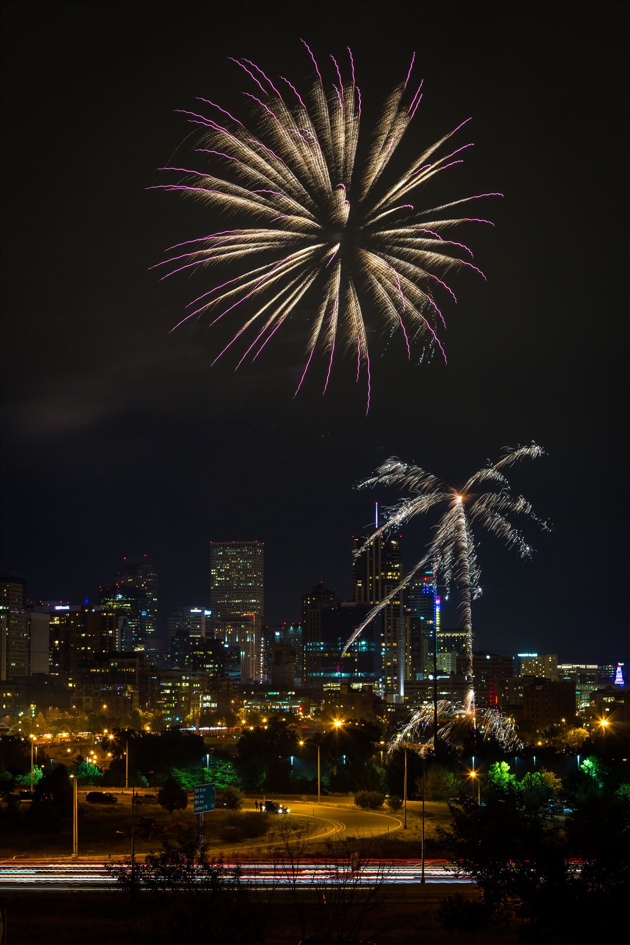 Elitch's Fireworks 2016 - 4 Fireworks from Elitch Gardens, taken near Speer and Zuni in Denver, Colorado. by Scott Smith Photos