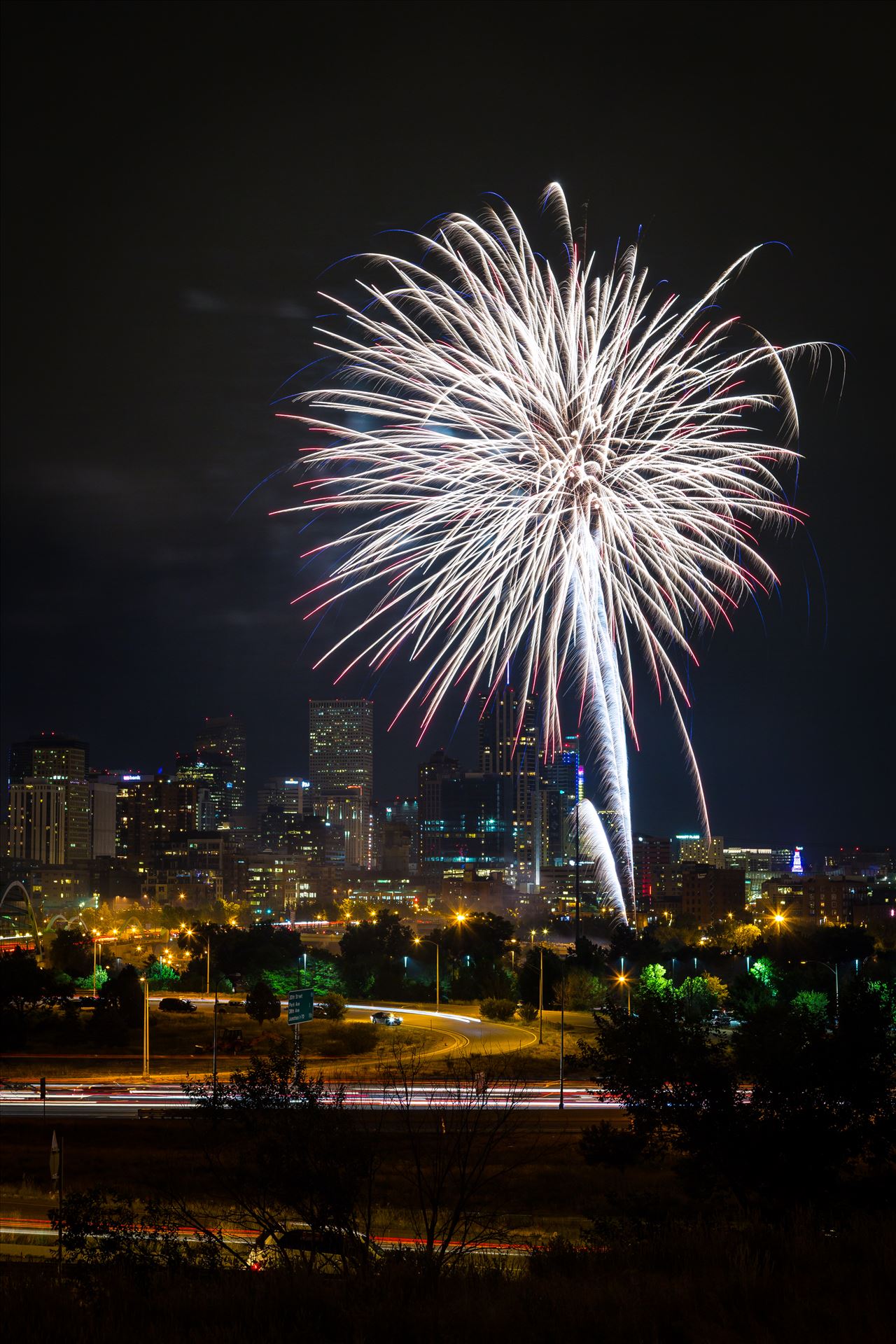 Elitch's Fireworks 2016 - 3 Fireworks from Elitch Gardens, taken near Speer and Zuni in Denver, Colorado. by Scott Smith Photos