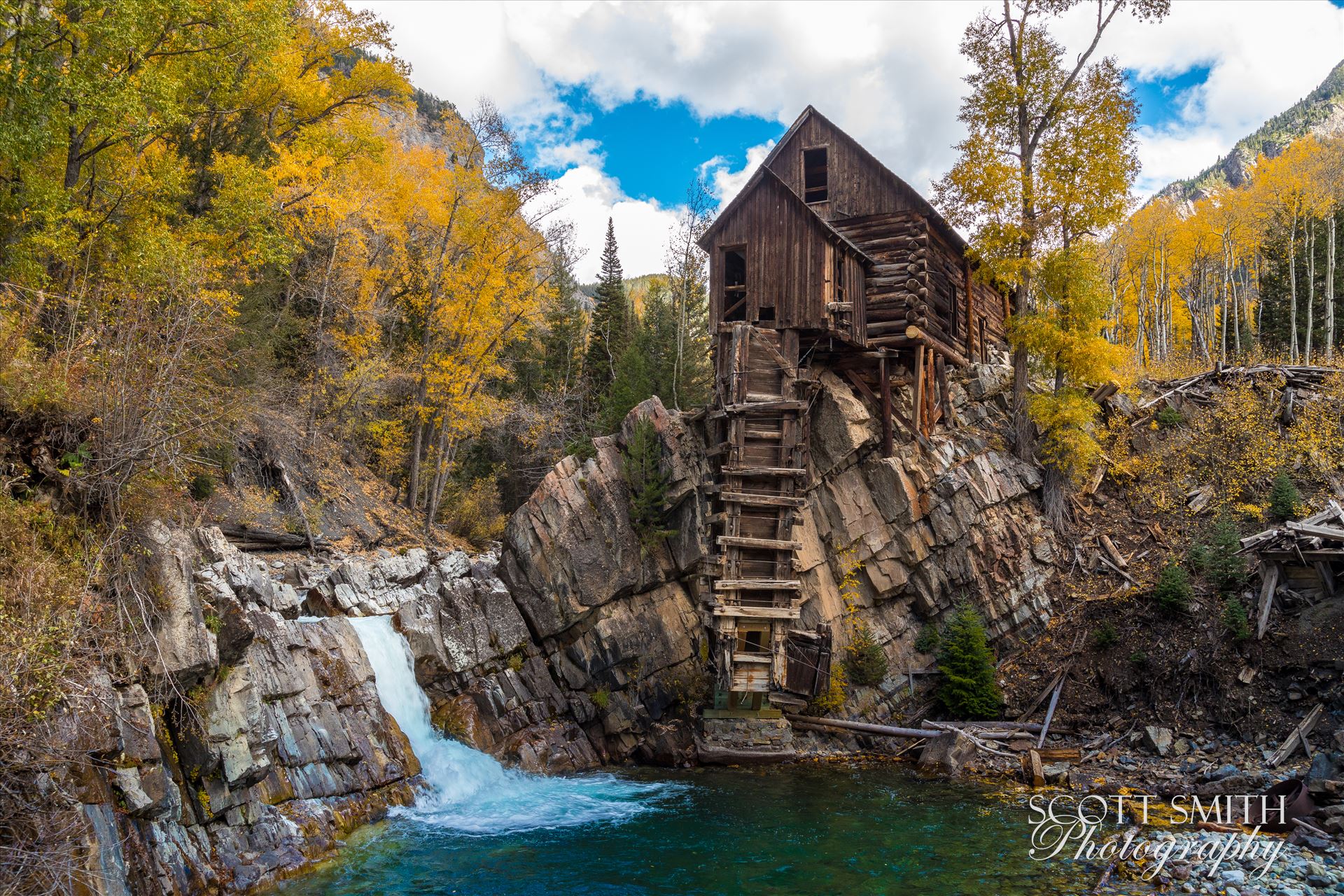 Crystal Mill, Colorado 03 The Crystal Mill, or the Old Mill is an 1892 wooden powerhouse located on an outcrop above the Crystal River in Crystal, Colorado by Scott Smith Photos