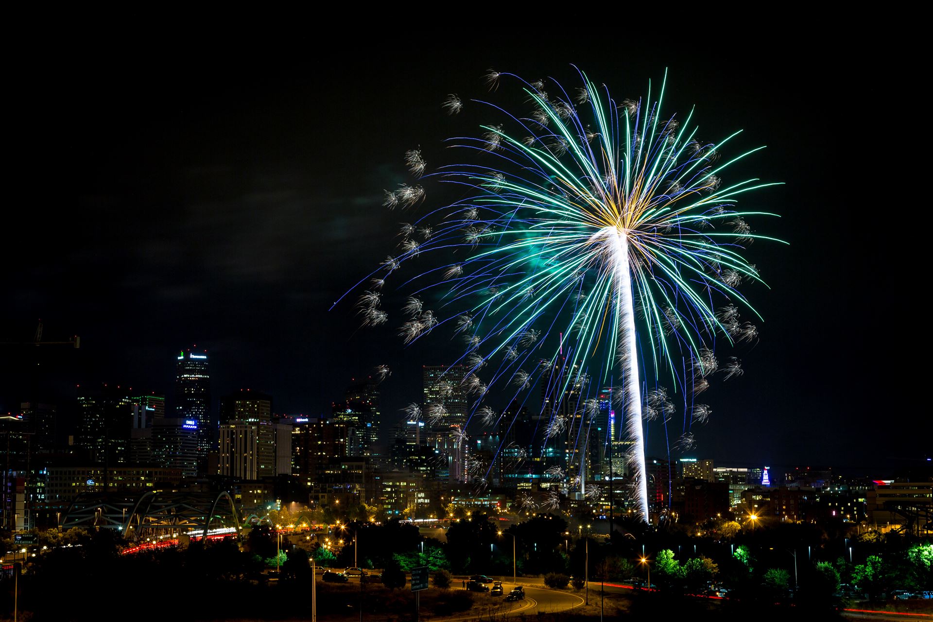 Elitch's Fireworks 2016 - 11 Fireworks from Elitch Gardens, taken near Speer and Zuni in Denver, Colorado. by Scott Smith Photos