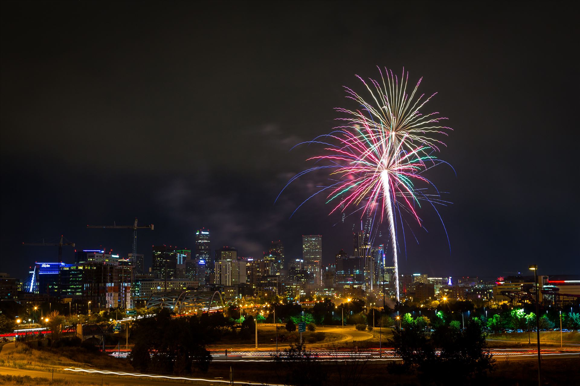 Elitch's Fireworks 2016 - 6 Fireworks from Elitch Gardens, taken near Speer and Zuni in Denver, Colorado. by Scott Smith Photos