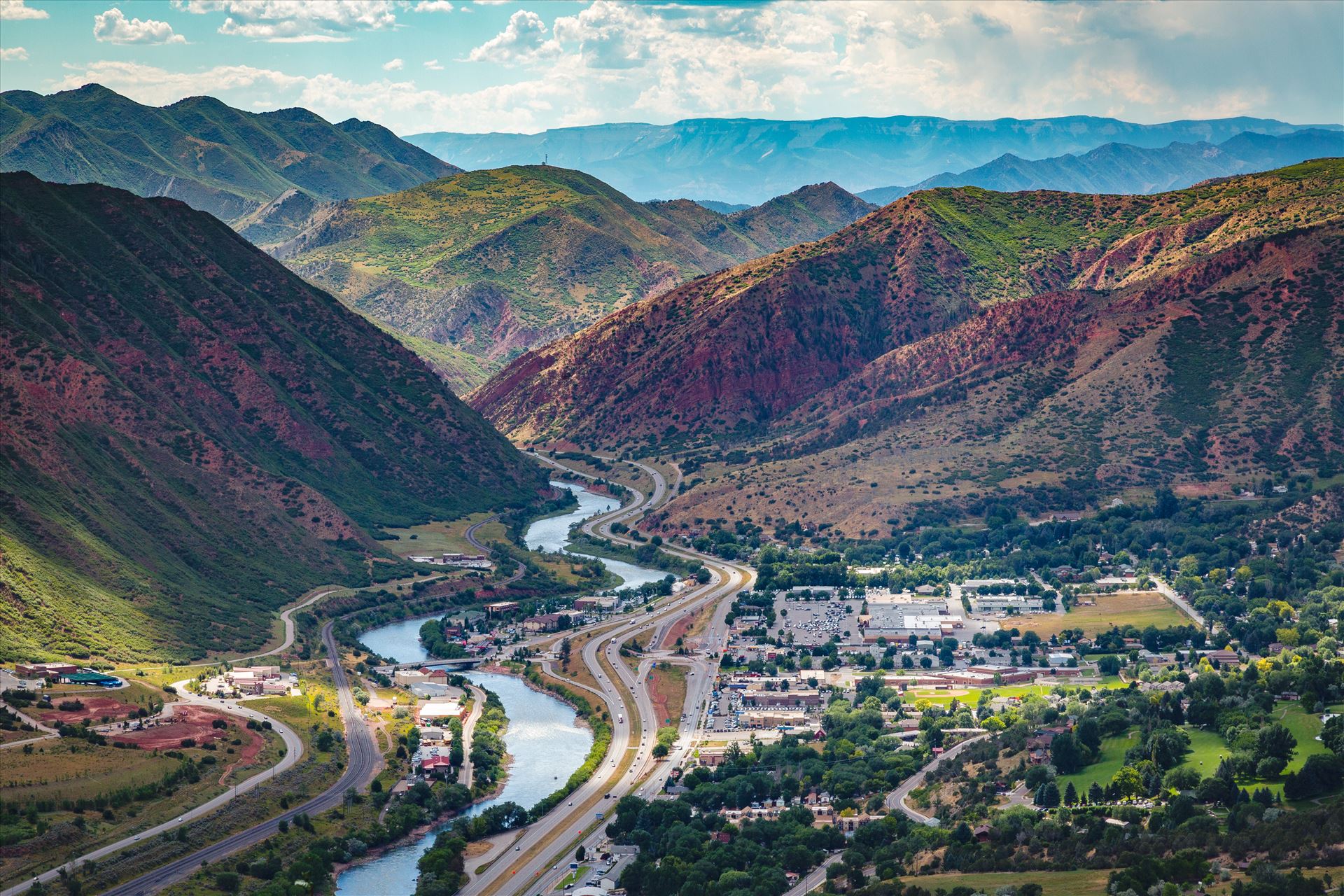 Glenwood Springs from Glenwood Caverns No 2 Landscape version of the view from the top of Glenwood Caverns, the city of Glenwood Springs, Colorado looks miniature. by Scott Smith Photos