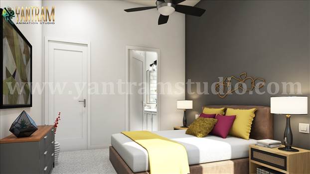 Contemporary Master Bedroom 3d interior rendering services by 3d architectural visualization.jpg by Yantramarchitecturaldesignstudio