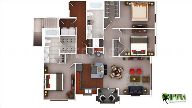 3D Luxury Floor Plans Design for Home by Yantramarchitecturaldesignstudio
