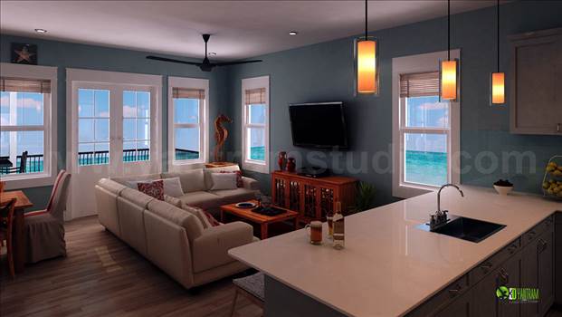 Living Room 3D Interior Design - YantramStudio by Yantramarchitecturaldesignstudio