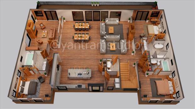 3D Floor Plan Creator Created an 3D Floor Plan of a Multi-Family House Suitable For Miami, Florida.jpg by Yantramarchitecturaldesignstudio