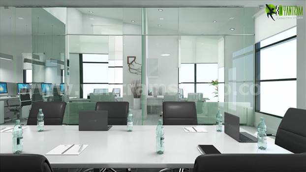 Commercial 3d interior rendering design Conference area by Yantramarchitecturaldesignstudio