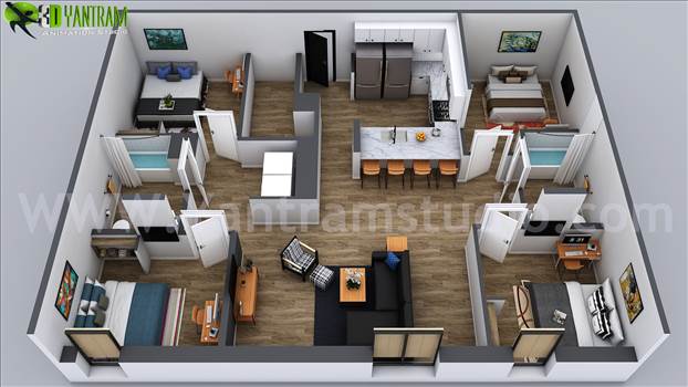 3D Home Floor Plan Designs By Yantram floor plan designer - Washington, USA by Yantramarchitecturaldesignstudio