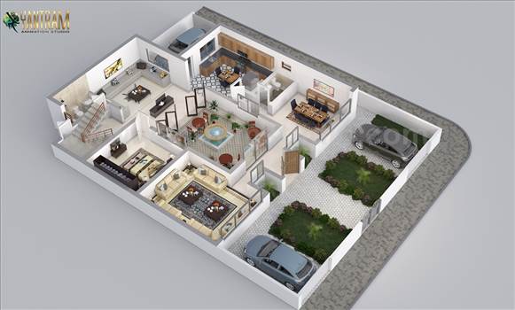 Residential 3D Floor Plan Rendering by Yantram Architectural Design Studio.jpg by Yantramarchitecturaldesignstudio