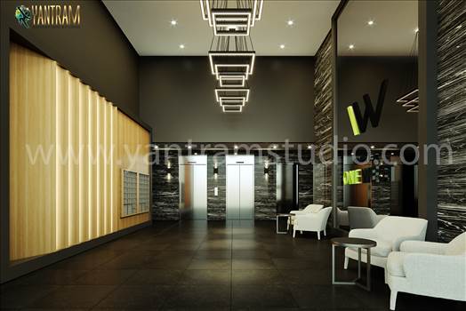 3d interior design rendering views of the lobby, kitchen, gym, bathroom, pool by Architectural Design Studio 2021.jpg by Yantramarchitecturaldesignstudio