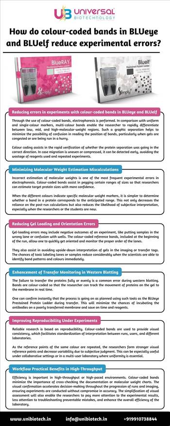 How do colour-coded bands in BLUeye and BLUelf reduce experimental errors.jpg - Read about How do colour-coded bands in BLUeye and BLUelf reduce experimental errors in the given infographic and get more information at: https://www.unibiotech.in.
