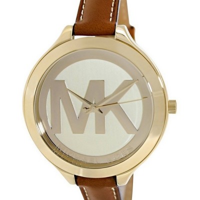 Michael Kors Runway Champagne Dial With MK Logo Womens Watch Features:
Gold-Tone Stainless Steel Case,
Leather Strap,
Quartz Movement,
Mineral Crystal,
Champagne Dial With Large MK Logo,
Analog Dial Type,
Fixed Gold-Tone Bezel,
Gold-Tone Hands,
Pull/Push Crown,
Buckle Clasp,
50M Water Resistance. by orientwatches