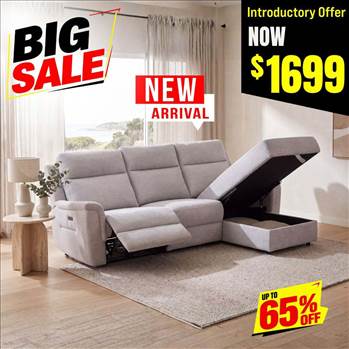 Loui Grey Fabric Electric Recliner Chaise Sofa with Storage.jpg by furnhouse