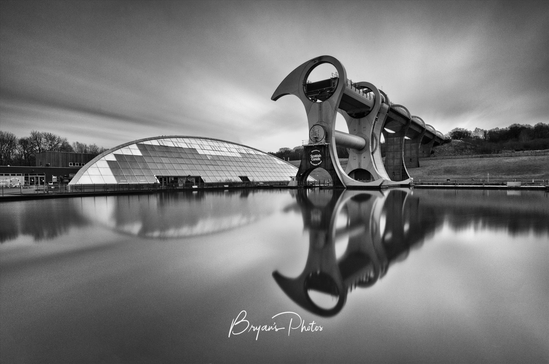 The Wheel A black and white long exposure photograph of the famous Falkirk wheel. by Bryans Photos