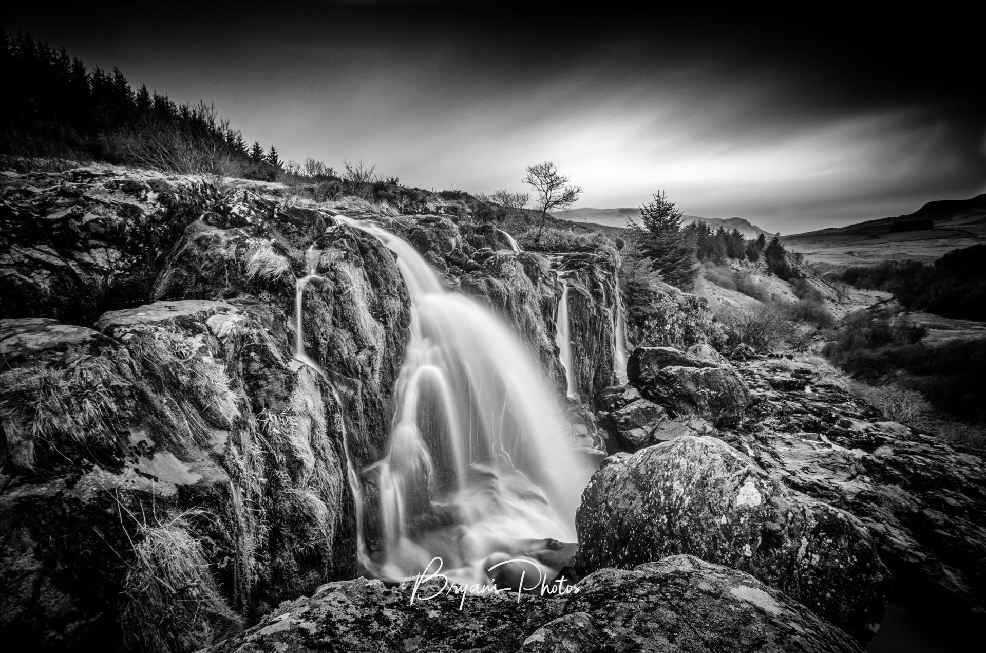 Fintry Falls A black and white photograph of the Loup of Fintry in the Fintry Hills. by Bryans Photos