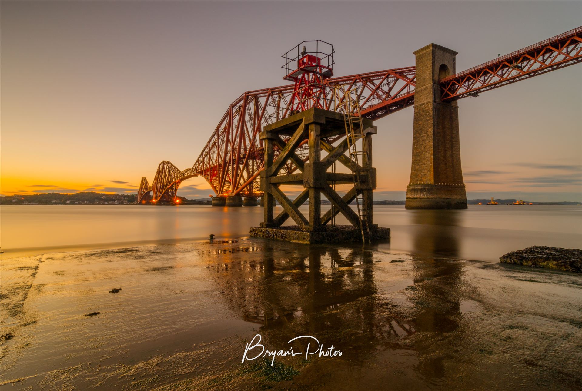 Hawes Pier Sunset A photograph of the Forth Rail Bridge taken from Hawes Pier at Sunset. by Bryans Photos