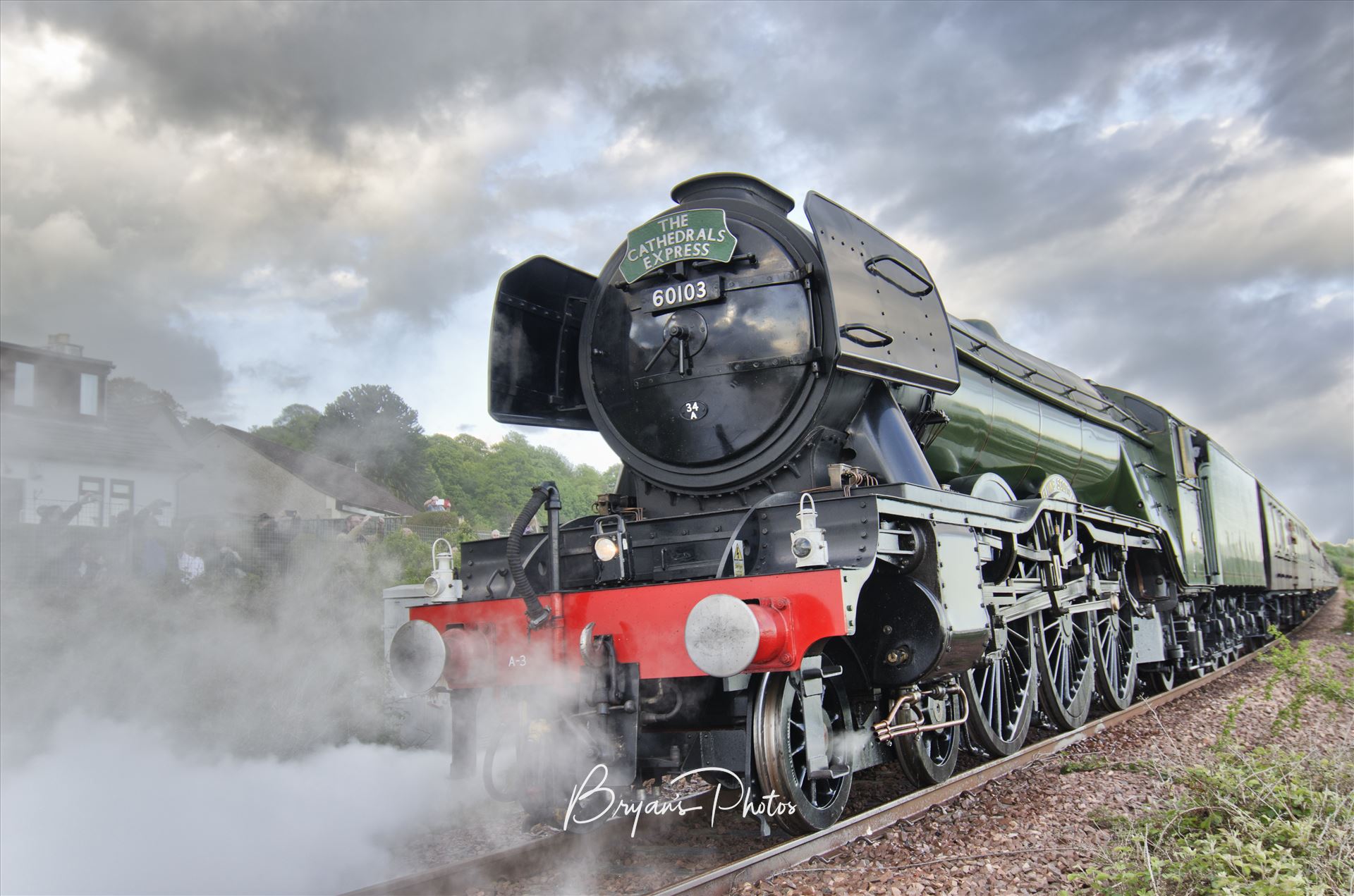 The Flying Scotsman A colour photograph of the world famous Flying Scotsman passing through Newmills as part of it's tour around Fife and Forth Valley by Bryans Photos