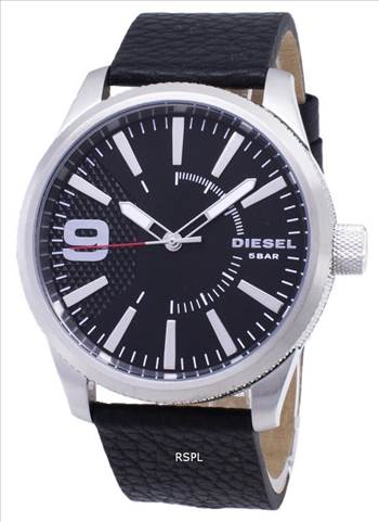 Features:

Stainless Steel Case
Leather Strap
Quartz Movement
Mineral Crystal
Black Dial
Analog Display
Pull/Push Crown
Solid Case Back
Buckle Clasp
50M Water Resistance

Approximate Case Diameter: 46 x 53mm
Approximate Case Thickness: 10mm