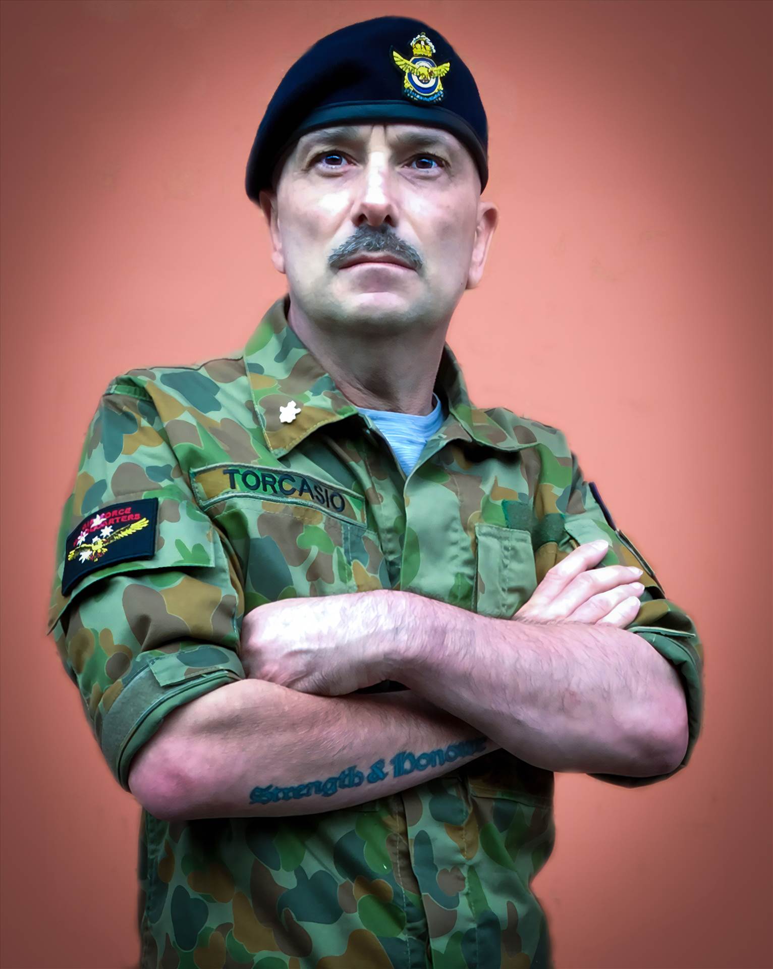 John Torcasio: Portrait  John Torcasio: Wearing Disruptive Pattern Camouflage Uniform and Beret by johntorcasio