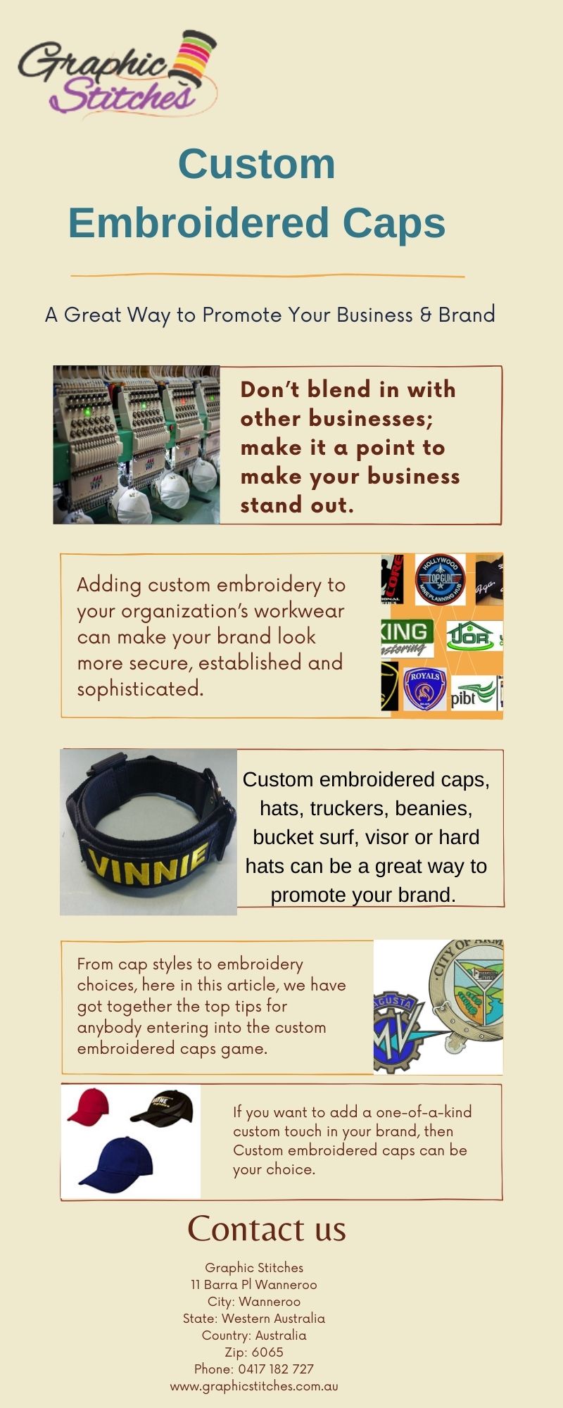 Custom Embroidered Caps A Great Way to Promote Your Business &Brand.jpg Please visit: https://topsitenet.com/article/627670-custom-embroidered-caps-a-great-way-to-promote-your-business-brand-/
 by Graphicstitch