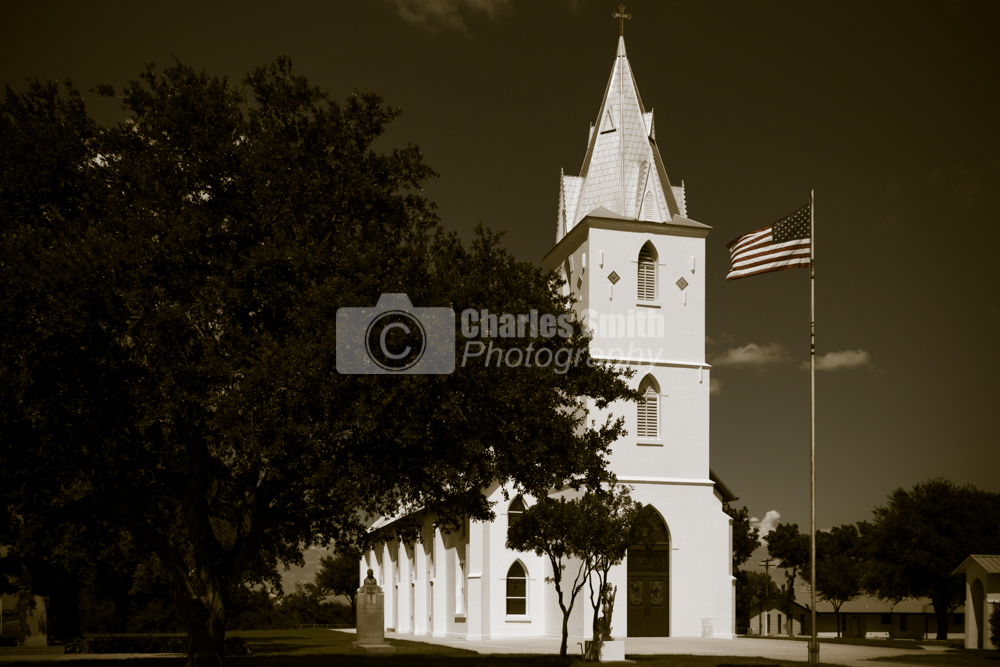 Quartering View of Panna Maria Church (B&W)  by Charles Smith Photography