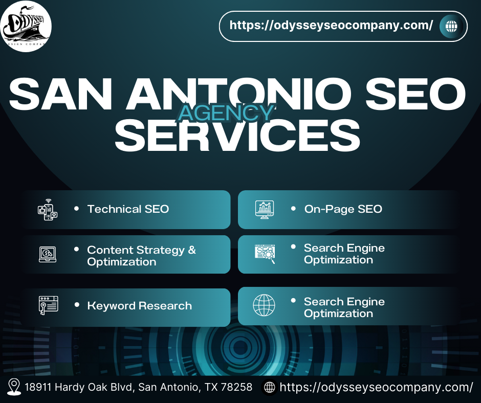 san antonio seo services company At Odyssey SEO, we are dedicated to helping businesses navigate the ever-changing digital landscape. With a passion for search engine optimization, our team of experts harnesses data-driven strategies to elevate your online presence. From comprehensive ke by odysseyseocompany