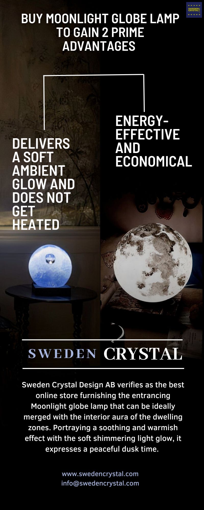 Buy Moonlight globe lamp to gain 2 prime advantages.jpg Visit - https://swedencrystal.com/globe-lamps/moon-light-globe-lamp/ by Swedencrystal1