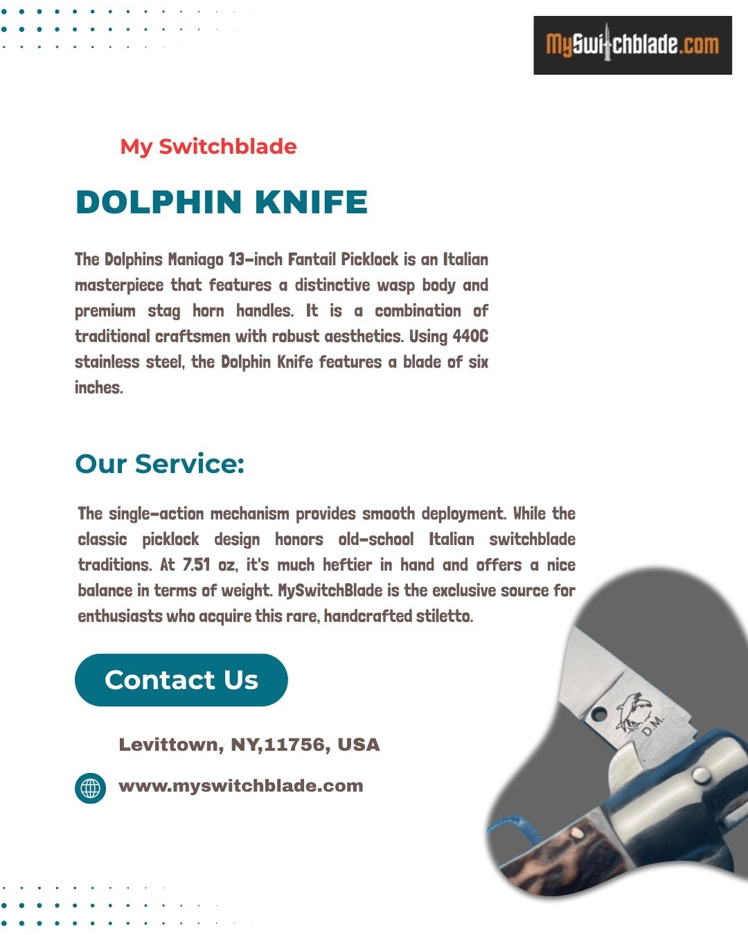 Dolphin Knife The Dolphins Maniago 13-inch Fantail Picklock is an Italian masterpiece that features a distinctive wasp body and premium stag horn handles.  For more visit: https://www.myswitchblade.com/product/stag-mariano/ by Myswitchblade