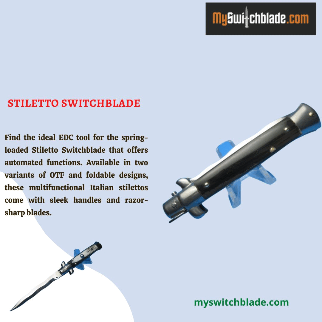 Stiletto Switchblade The handles of these switchblades are made with galvanized aluminum alloy, offering a contrasting balance with the knives. For more visit:https://www.myswitchblade.com/ by Myswitchblade