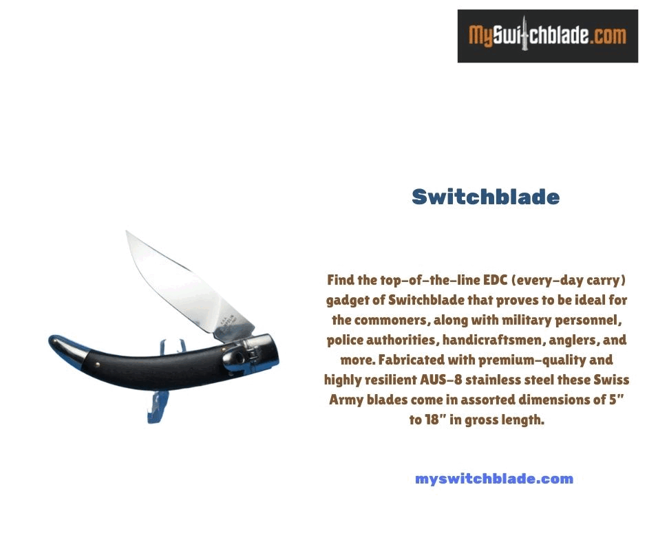 Switchblade Find the top-of-the-line EDC (every-day carry) gadget of Switchblade that proves to be ideal for the commoners, along with military personnel, police authorities. For more visit: https://www.myswitchblade.com/ by Myswitchblade