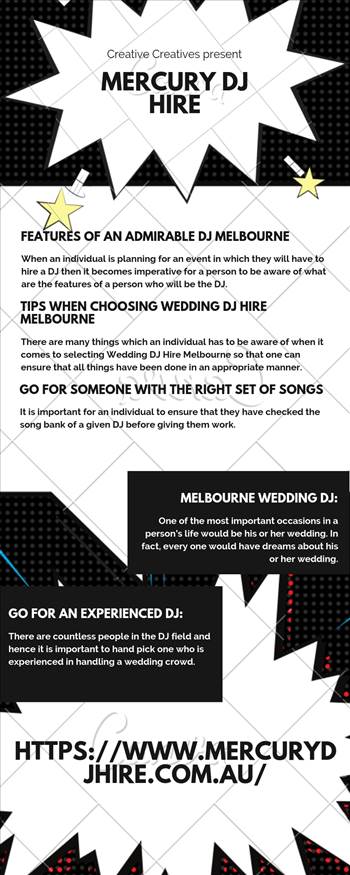 Mercury DJ Hire provides affordable and professionals wedding DJ in Melbourne. Please call us at 9309 6280 NOW!  Get more details visit at https://www.mercurydjhire.com.au/